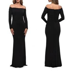 LA FEMME NWT $338 Style 28054 Long Sleeve Off The Shoulder Gown Size 4